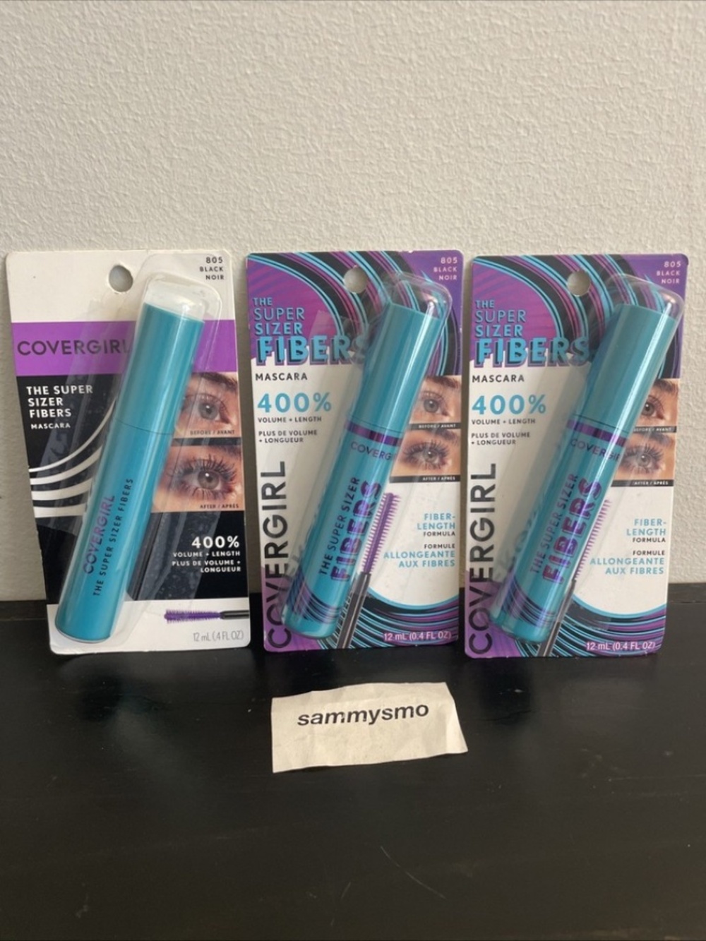 Covergirl The Super Sizer Fibers Mascara 400% Volume + Lengthening 805 Black x3